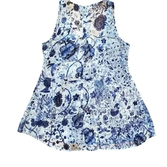 Converse floral blue and white sleeveless a-line blouse Size Small - Picture 3 of 3